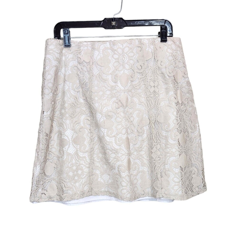 New York & Co Nude Lace Mini Skirt Size 10